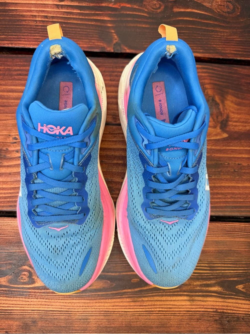 HOKA Bondi 8 Running Shoes Blue/Pink – Women’s Size 9 - Picture 7 of 10
